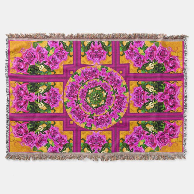 Wild Roses  Throw Blanket (Front)