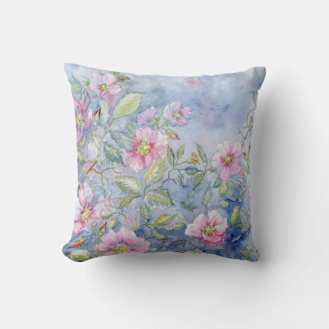 Wild Roses Throw Pillow (Front)