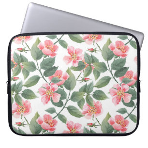Wild Roses Watercolor Floral Seamless Laptop Sleeve