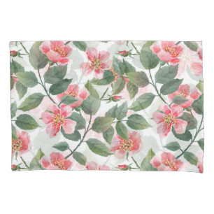 Wild Roses Watercolor Floral Seamless Pillowcase