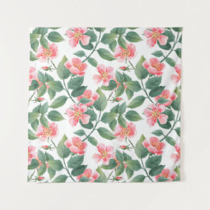 Wild roses watercolor seamless pattern. Flowers, l Tapestry