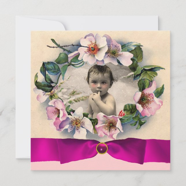WILD ROSES WITH PINK RIBBON PHOTO TEMPLATE (Front)