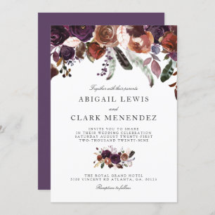Wild Royal Bloom   Purple Themed Wedding Invite