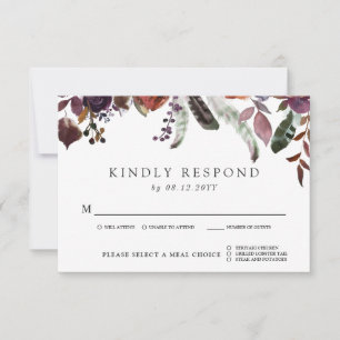 Wild Royal Bloom Wedding RSVP   Meal Choice Card