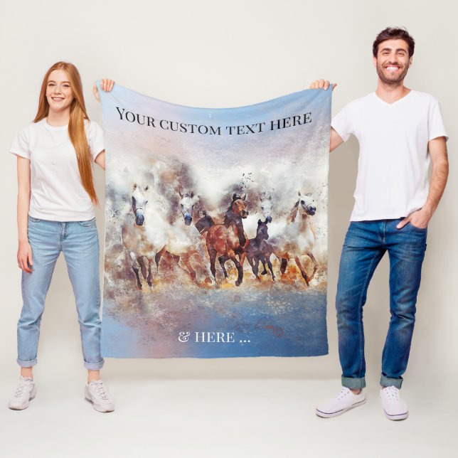 Wild Running Horses Fine Art Fleece Blanket (In Situ)