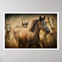 Wild Running Horses: Western Rustic Wildlife Art