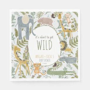 Wild Safari African Animals Botanical Baby Shower Napkin