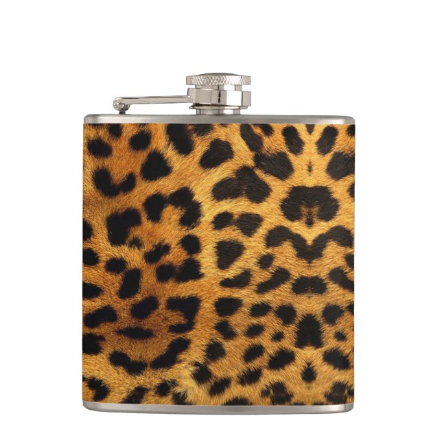 wild Safari animal cheetah girly leopard print Hip Flask (Front)