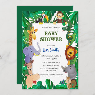 Wild Safari Animal Jungle Baby Shower Invitation