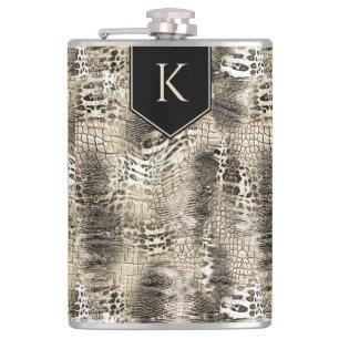 Wild Safari Animal Print with Any Monogram Hip Flask