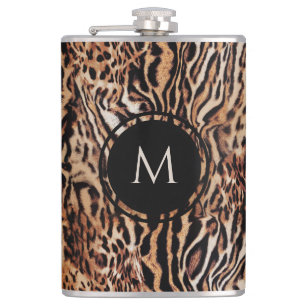 Wild Safari Animal Print with Your Monogram Hip Flask