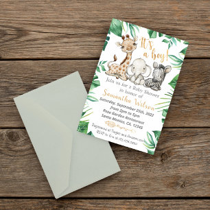 Wild Safari Animals Baby Shower Invitation