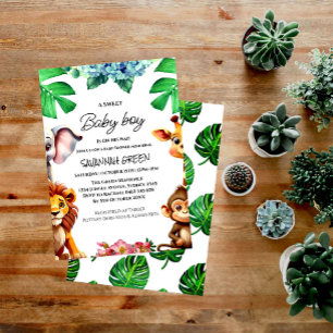 Wild Safari Animals Baby Shower Invitation