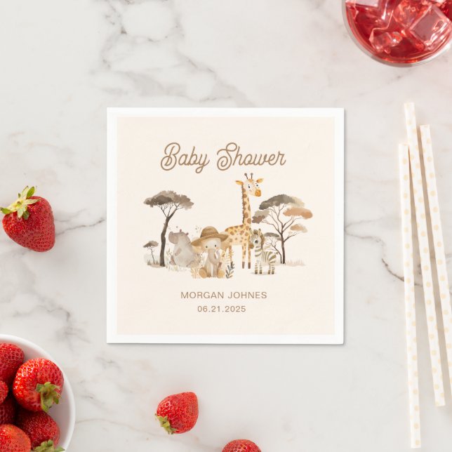 Wild Safari Animals Baby Shower Napkin (Insitu)
