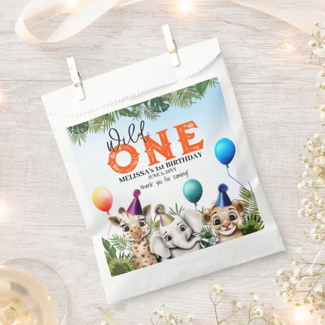 Wild Safari Animals Birthday Party Favour Bag (Clipped)