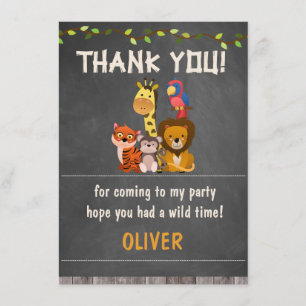 Wild Safari Animals BirthdayThank You Card