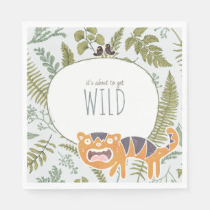 Wild Safari Animals Botanical Baby Shower Books  Napkin