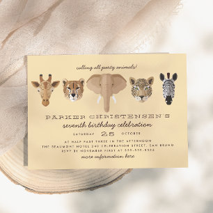 Wild Safari Animals Boys Birthday Invitation