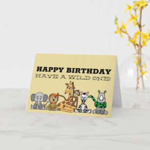 Wild Safari Animals, Children's Birthday Card