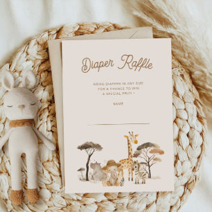 Wild Safari Animals Diaper Raffle Ticket Card