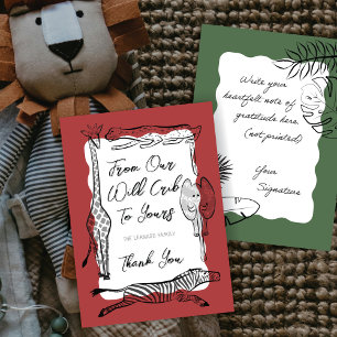 Wild Safari Animals Frame Rust Red Thank You Card