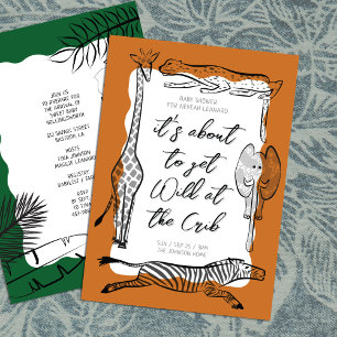 Wild Safari Animals Frame Terracotta Baby Shower Invitation