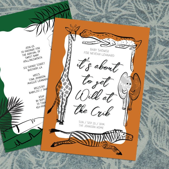 Wild Safari Animals Frame Terracotta Baby Shower Invitation (Creator Uploaded)