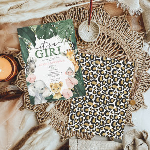 Wild Safari Animals Girl Baby Shower Invitation