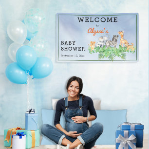 Wild Safari Animals   Jungle Baby Shower Party Ban Banner