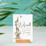 Wild Safari Animals Welcome Baby Shower Sign<br><div class="desc">Introducing ou wild safari animals welcome baby shower sign holder – perfect for a cute, whimsical, gender-neutral celebration! It features a modern safari animal theme with adorable jungle creatures like a monkey, elephant, giraffe, lion, tiger, and zebra. With its simple natural boho-inspired watercolor landscape, this sweet scene is ideal for...</div>