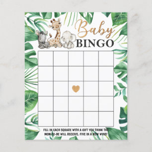 Wild Safari Baby Shower Bingo