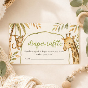 Wild Safari Baby Shower Jungle Diaper Raffle Game Card