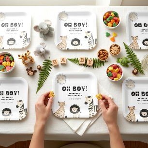 Wild Safari Baby Shower "Oh Boy" Plates