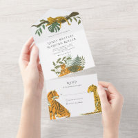 Wild Safari Big Cats Wedding All In One Invitation