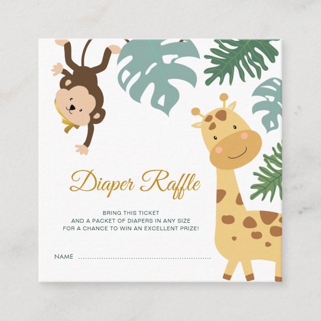 Wild safari diaper raffle ticket card (Front)