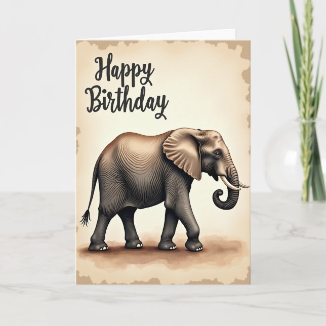 Wild Safari Elephant Card (Front)
