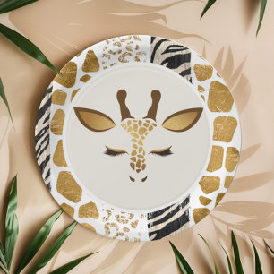 Wild safari giraffe birthday party paper plate