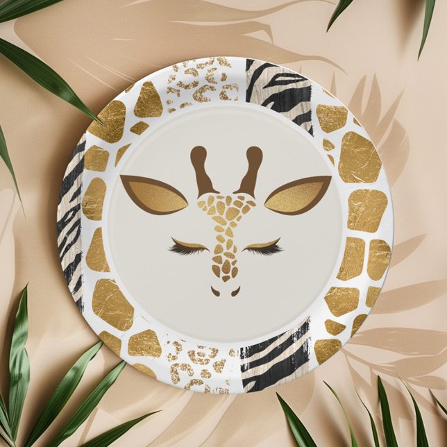 Wild safari giraffe birthday party paper plate (Creator Uploaded)