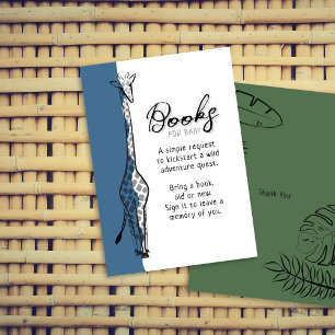 Wild Safari Giraffe Denim Blue Books For Baby Enclosure Card
