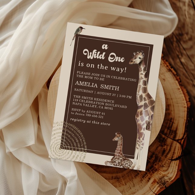 Wild Safari Giraffe Jungle Baby Shower Invitation (Creator Uploaded)