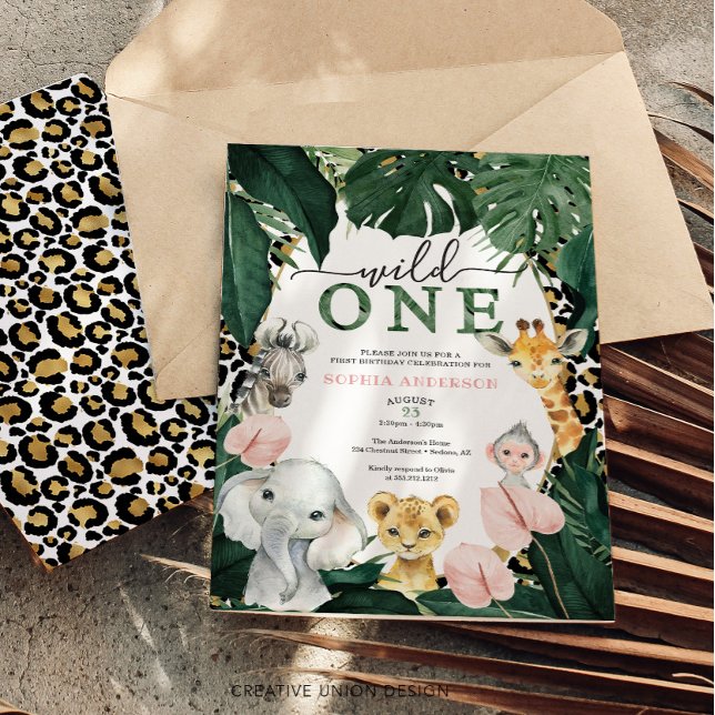 Wild Safari Jungle Animals 1st Birthday Invitation (Creator Uploaded)