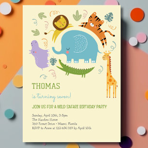 Wild safari kids birthday invitation