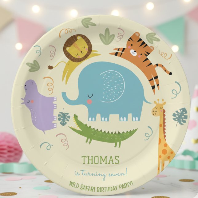 Wild safari kids birthday paper plate (Creator Uploaded)