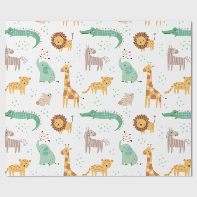 Wild Safari Kids  Wrapping Paper (Flat)