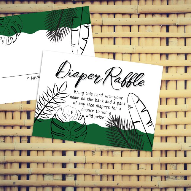 Wild Safari Leave Forest Green Diaper Raffle Enclosure Card (Creator Uploaded)