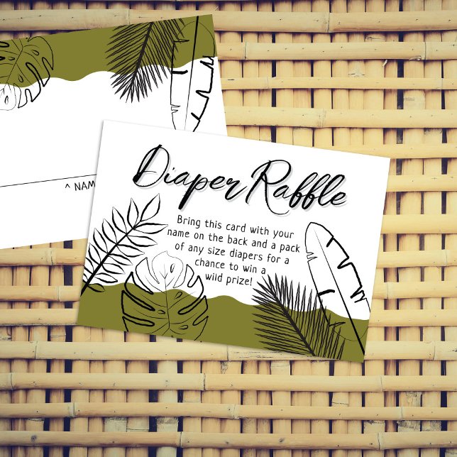 Wild Safari Leave Olive Green Diaper Raffle Enclosure Card (Creator Uploaded)