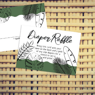 Wild Safari Leaves Army Green Diaper Raffle Enclosure Card