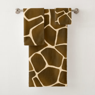 Wild Safari Natural Giraffe Print Bath Towel Set