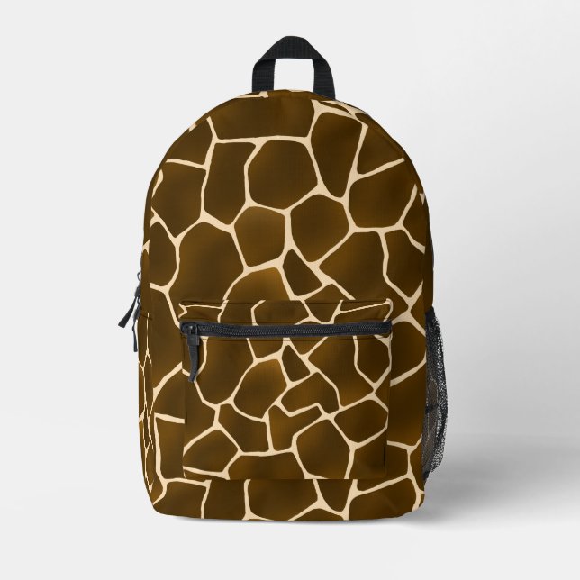 Wild Safari Natural Giraffe Print Printed Backpack (Front)