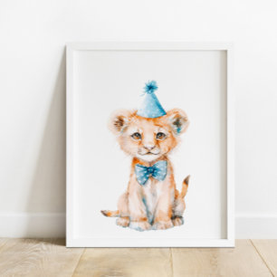 Wild Safari Party Lion Animals Birthday Poster